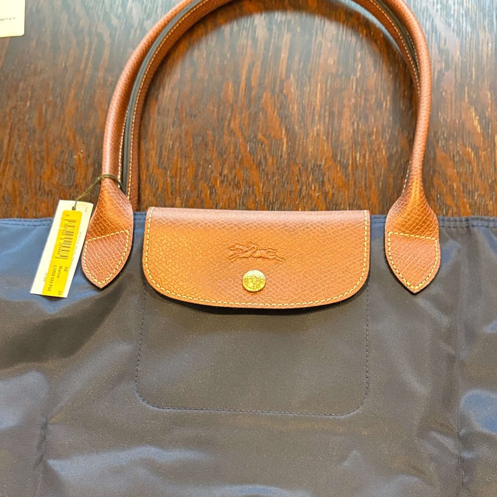 Longchamp Dark Blue and Brown Tote